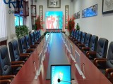 新疆乌鲁木齐无纸化会议室配套设备 会议桌升降屏 实木油漆桌椅